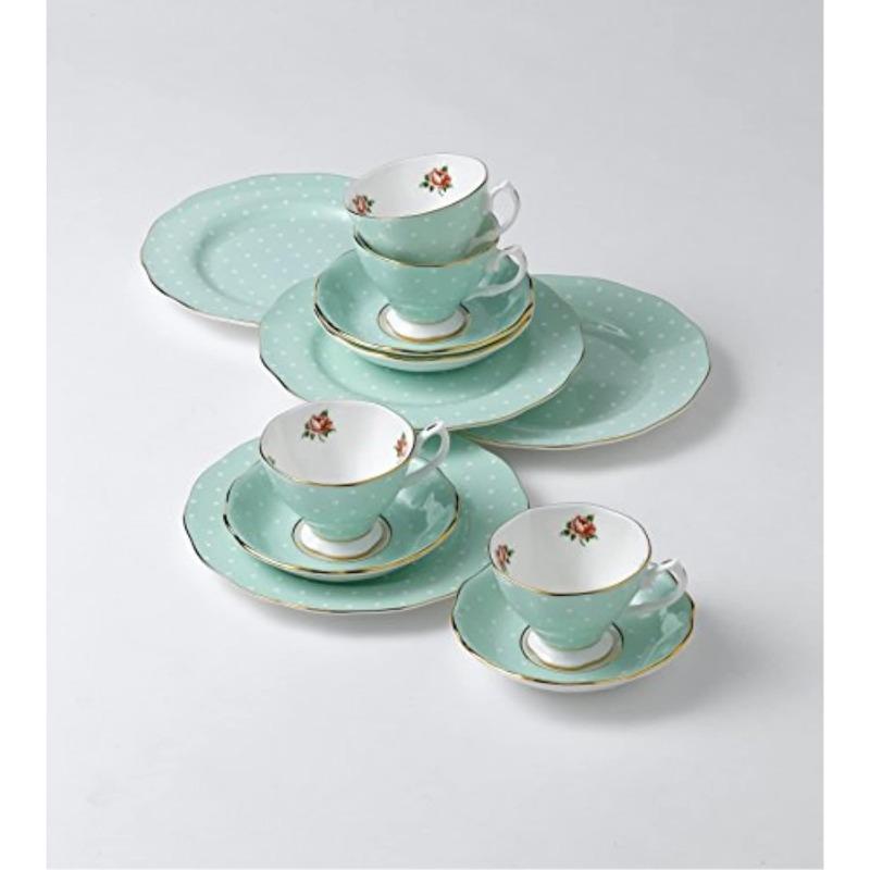 Polka Rose Teacup & Saucer Set