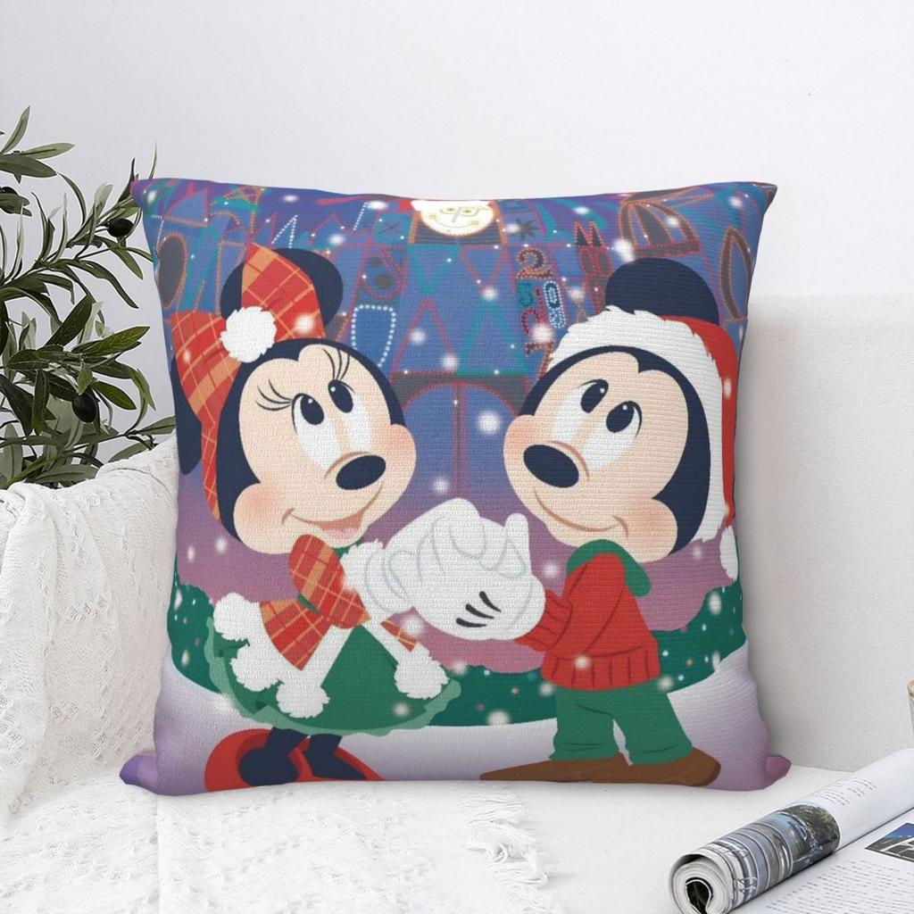 Mickey Merry Christmas Pillowcase Printing Polyester Cushion Cover Decor Minnie Throw Pillow Case Cover Home Wholesale 45X45cm