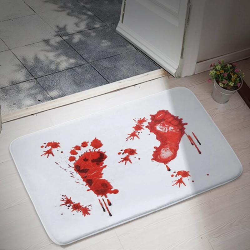 Footprint Pattern Blood Bathroom Door Mat Halloween Decorations Easy To Maintain