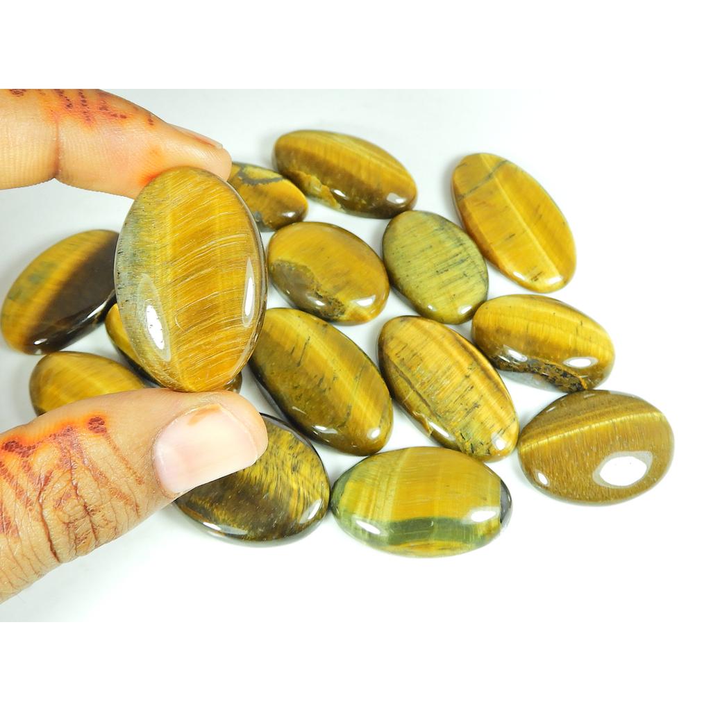 28-32MM Natural Tiger Eye Oval Cabochon Loose Gemstone 16Pcs Lot 410Cts. SY-420