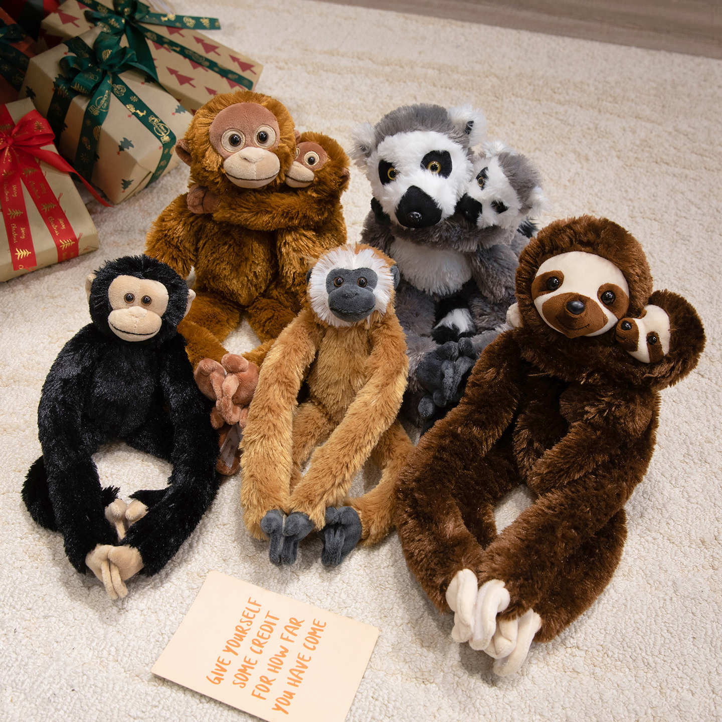 Bai Fen Bai Dolls And Toys Girls Mother And Son Chimpanzee Doll Plush Toy Little Monkey Sloth Doll Company Soothing Doll