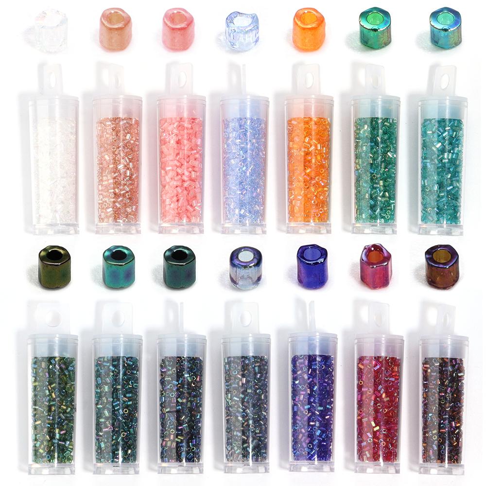2mm Czech Glass Seed Beads Transparent Colorful Tubular Loose Rice Beads DIY Craft Bracelets Earrings Jewelry Gift Accessories