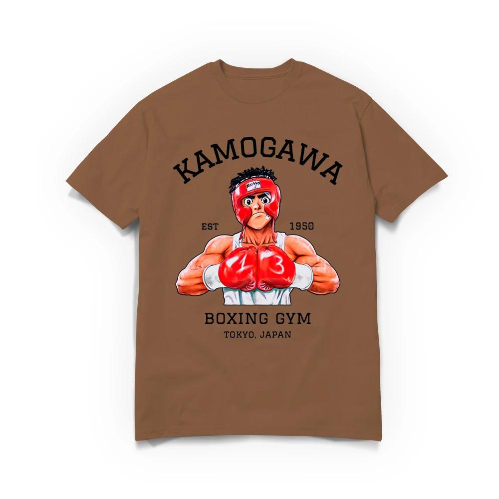 Men T-Shirt Anime Hajime No Ippo Kamogawa Boxing Gym Cotton Oversized Summer Loose Tops Tees Fashion Round Neck Short Sleeve