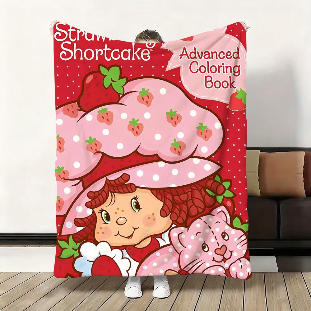 Süßer Cartoon s-Erdbeer S-Sahnetorte Überwurf Flanell Flauschig Weich Decke Warm Hautfreundlich Überwurf für Sofa Bett Büro Nickerchen Winter