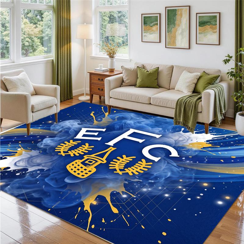 Everton Football Design Crystal Velvet Rug Soft Decorative Mat for Bedroom Entrance