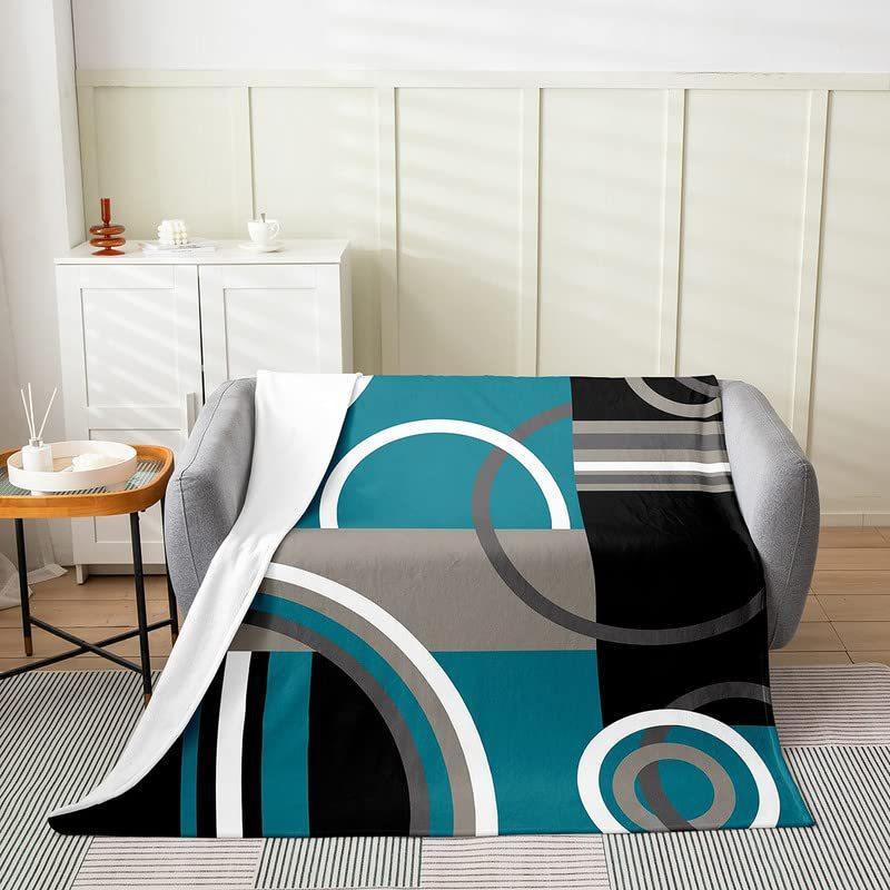 Geometric Print Flannel Blanket Nap Thermal Blanket Sofa Blanket