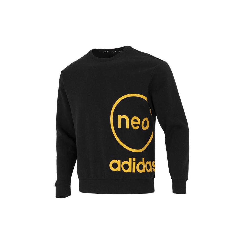 Adidas Neo FW22 Printed Logo Crew Neck Sweatshirt Men Tops Black HN8730