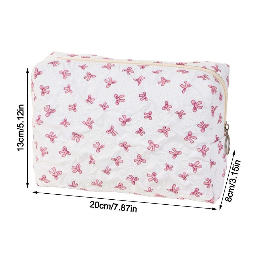 Portable Bow Makeup Bag Multifunctional Large Capacity Cosmetic Organizer Toiletry Handbag Women
