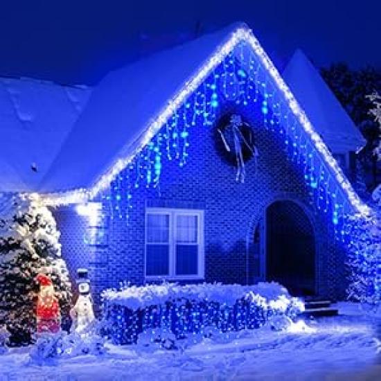 Gfoxmall Icicle LED Illumination 400 Waterproof String for Window Garden Party Lighting 2-in-1 Lights, 10m, Bulbs, Lights, Balcony, Indoor/Outdoor