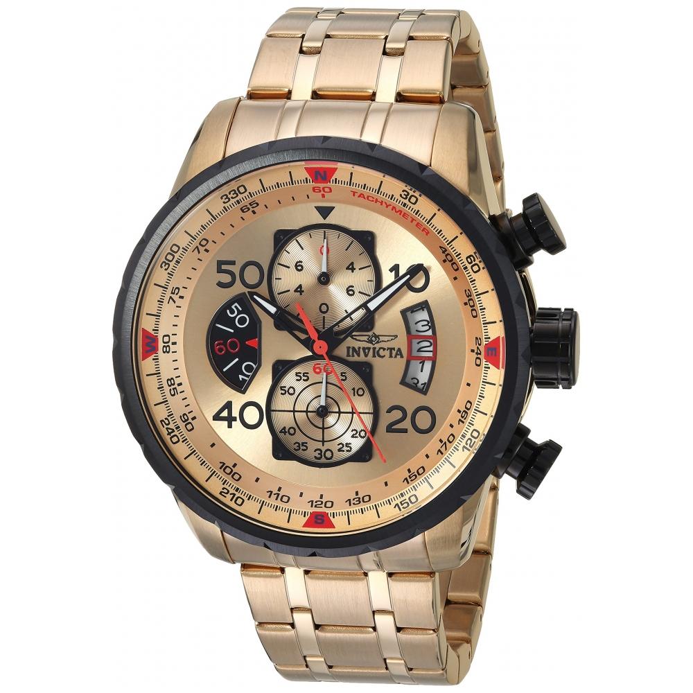

[Invicta] Часы Aviator кварцевые 48 мм корпус из нержавеющей стали ремешок из золота циферблат из золота 17205 мужские