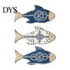 Mediterranean Style Decorations 3Pcs/Set Wooden Fish Wall Decor, Nautical Knot Print Decorations, Coastal Beach House Ornaments Art for Home Bathroom