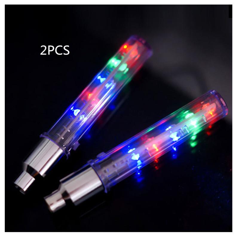 

2Pcs LED Tyre Tire Valve Caps Wheel Spokes LED Warning Light for Bike Mountain Road Bicycle Colorful