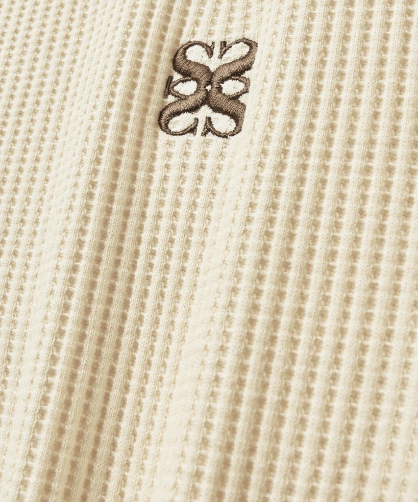 Satur Lawton Waffle Collar Track Zip-Up Jacket Cream