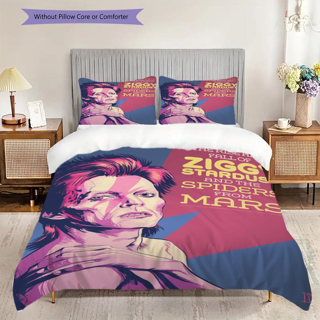 David Bowie Legendary Icon Threepiece Set 1 Duvet Cover 2 Pillowcase Without Core Bedding Set Soft And Comfortable Christmas Birthday Gift