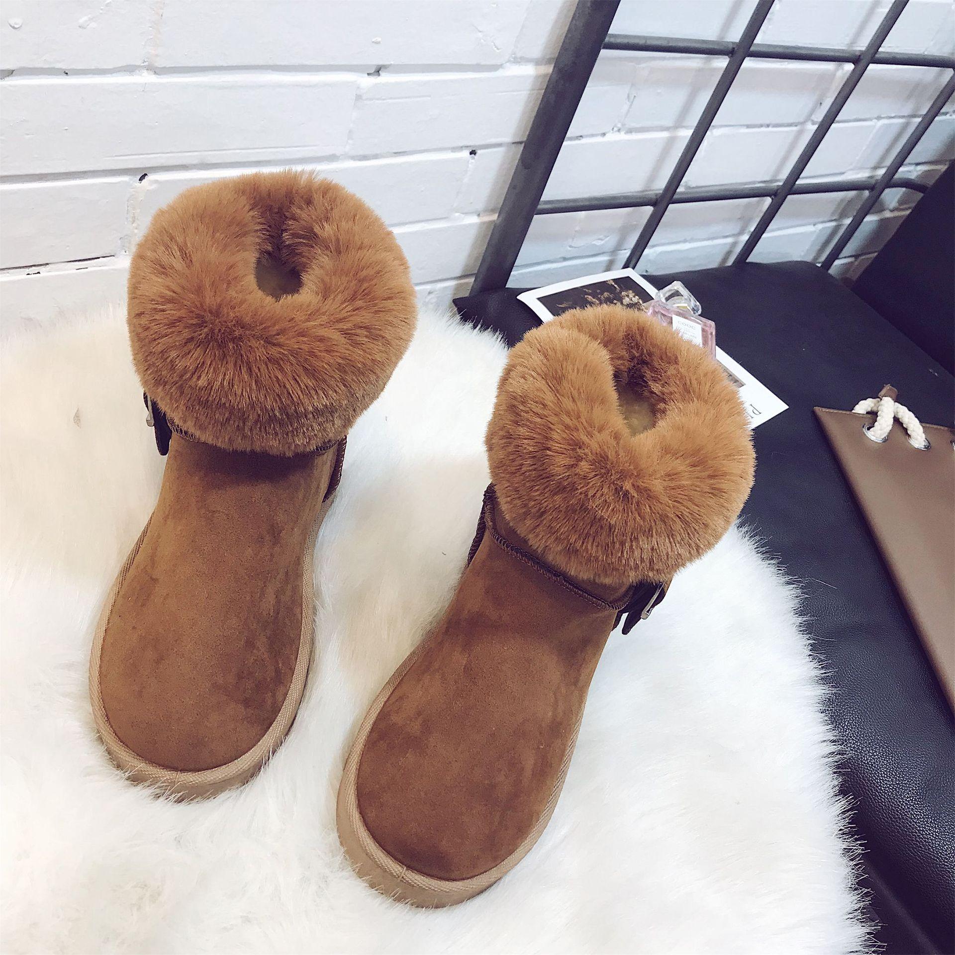 

Snow boots women s short tube plush 2025 winter fleece buckle boots lace-up student women s boots fleece to keep warm 40 верблюд