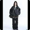 Brown Motorcycle PU Leather Jacket Women's Autumn American Retro Loose Jacket Trend