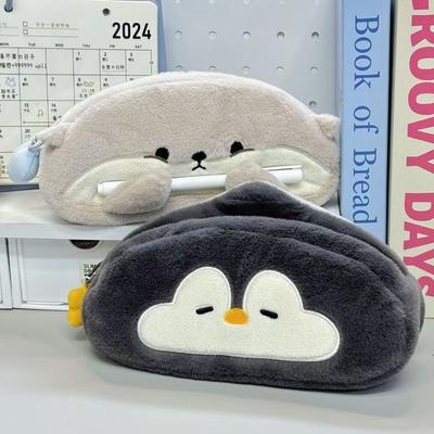 Bolsa de Pluma de Felpa de Alta Calidad Lontra Pingüino Estuche de Gran Capacidad Organizador de Papelería Escuela Oficina