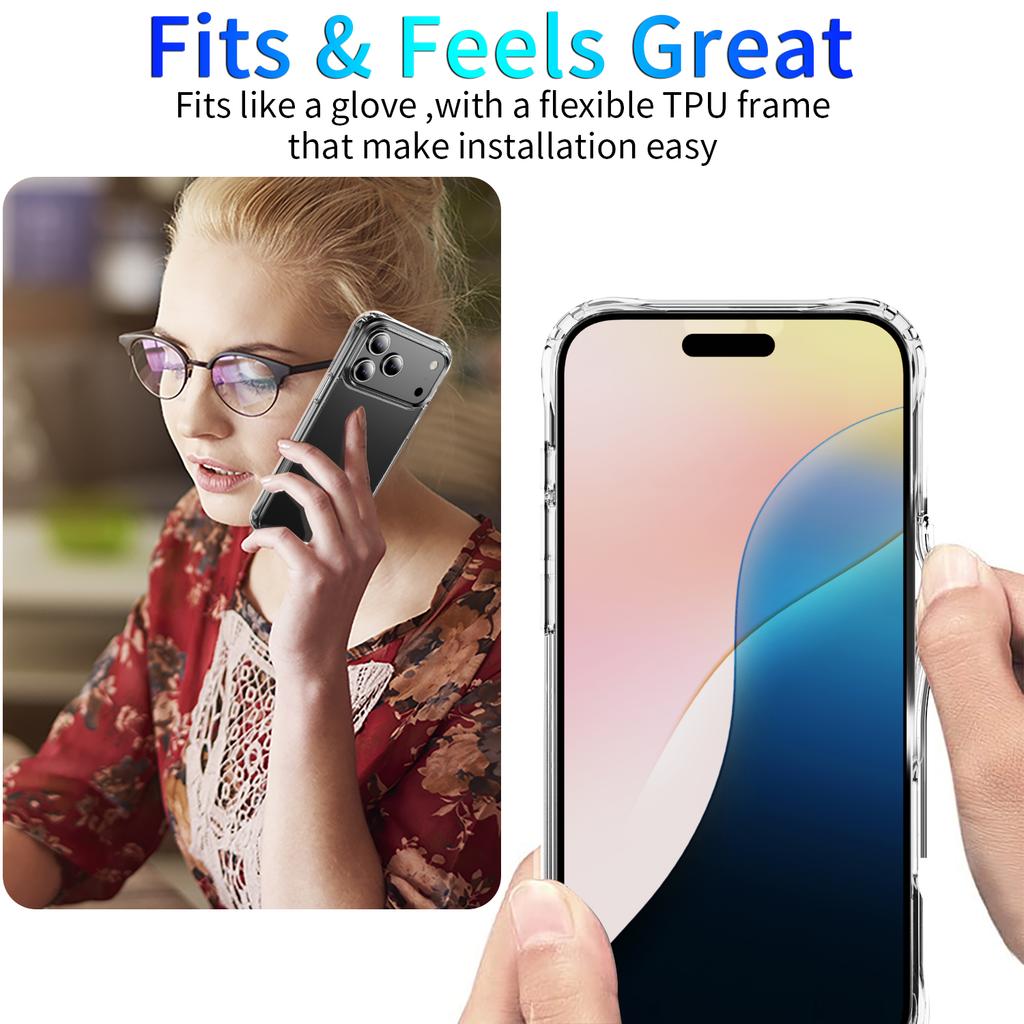 Stylish Full Wrap Clear Case for iPhone 17 Air 16 Plus 15 pro max, Anti-Yellowing Shockproof Air Cushion Corners Slim Anti-Scratch Phone Shell