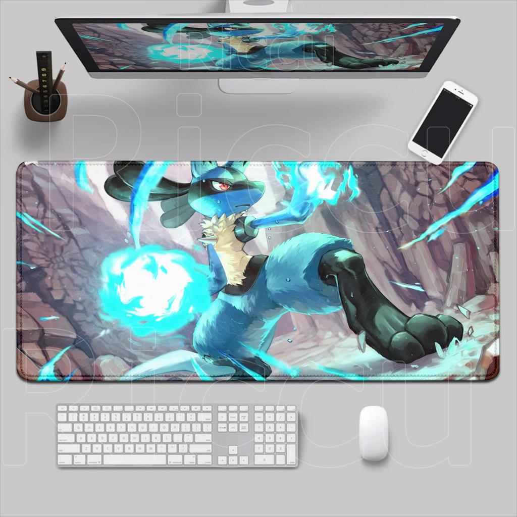 Pokemon Lucario Mouse Pad Non-slip Rubber Gaming Desk Mat Laptop Game XXL Keyboard Mice Mat Cabinet 900x400mm Mousepad HD Carpet