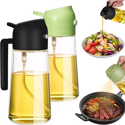 2 in1 Ölsprühflasche für Küche, Grill, Kochen, Olivenölspender, Ölglas, Backessig, Sojasauce, Sprühbehälter aus Kunststoff