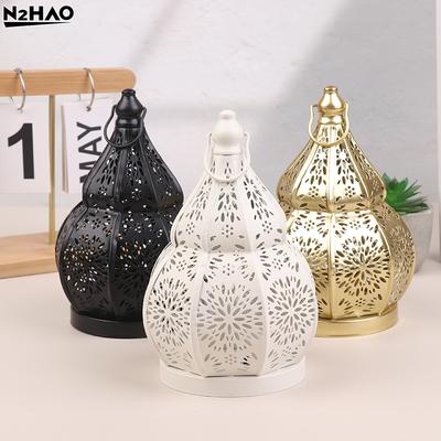 1Pc Hollow Iron Gourd Candlestick Projection Atmosphere Ambient Garden Courtyard Decorative Light Home Ambient Ornament