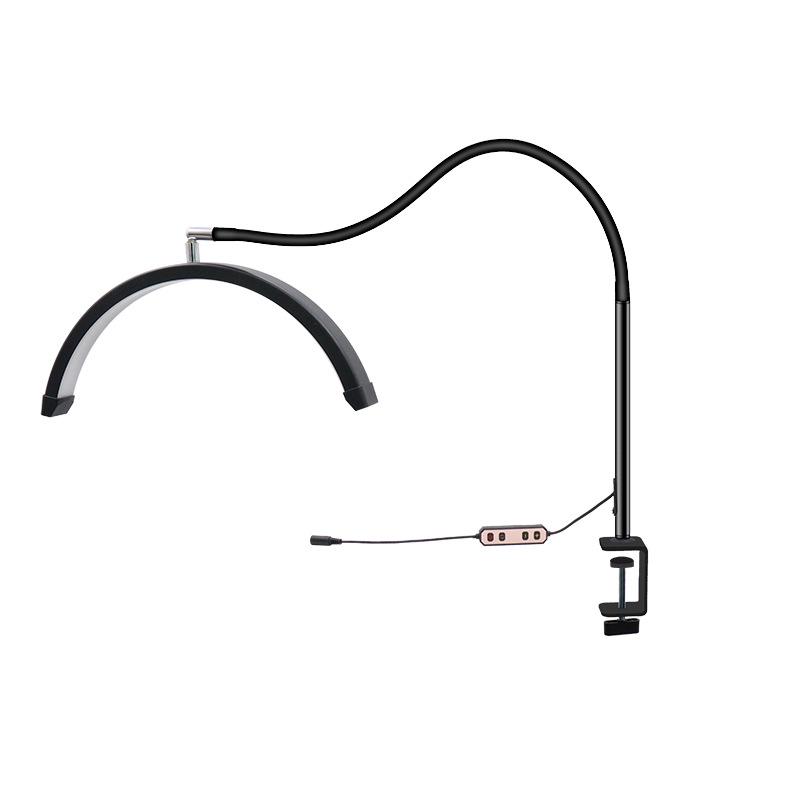 16-inch Desk Clamp Crescent Beauty Lamp, 20W Flexible Hose, for Tattooing, Eyebrow Shaping, Nail Art, U-Shaped Eye Protection, Eyelash Extension.