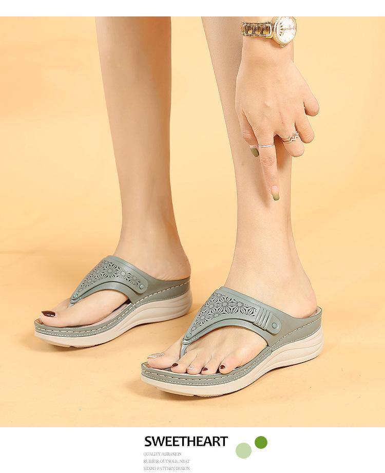 Fashion Shoes for Women Summer Plus Size 36-42 Fashion Comfortable Wedges Casual Flip Flops Hollow Out Non-slip Sandals Outside Slippers