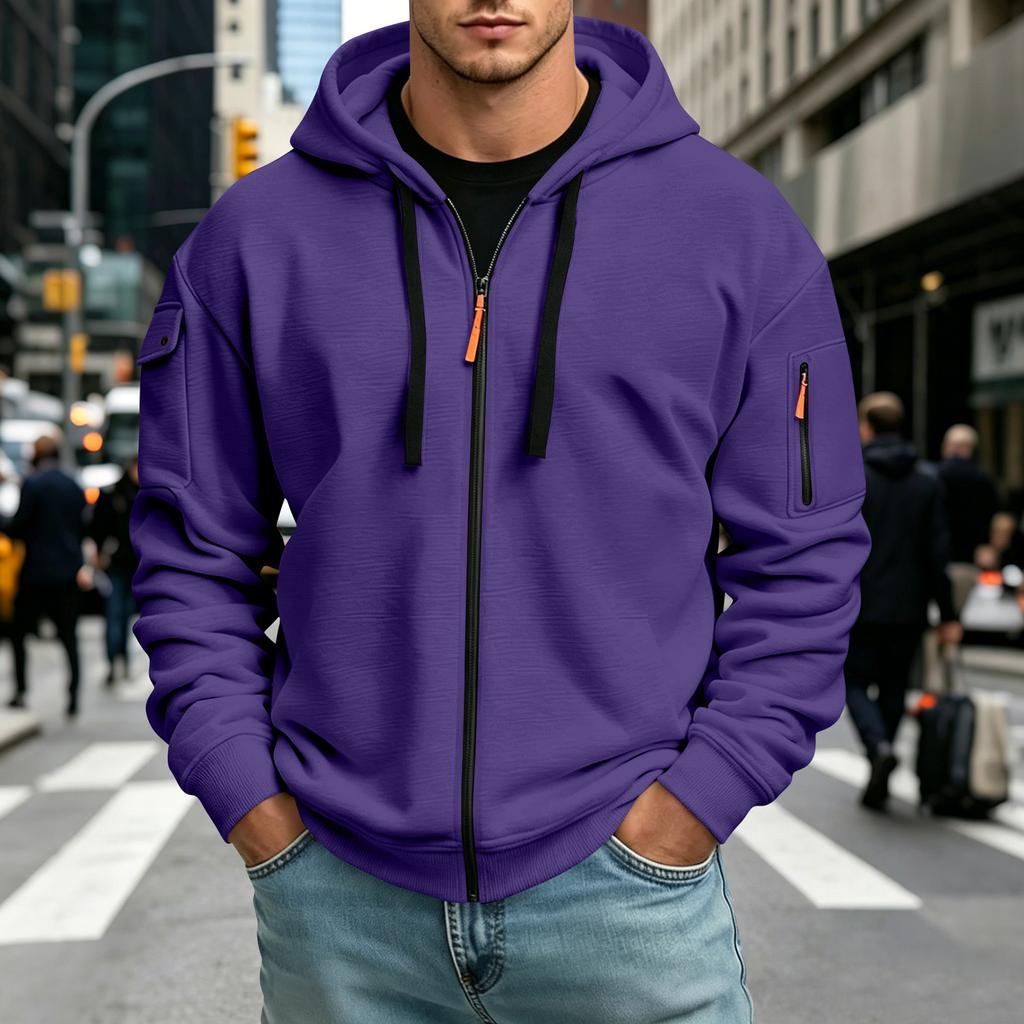 Men's Color Hoodie Long Sleeve Casual Pullover Sweatshirt for Everyday Wear