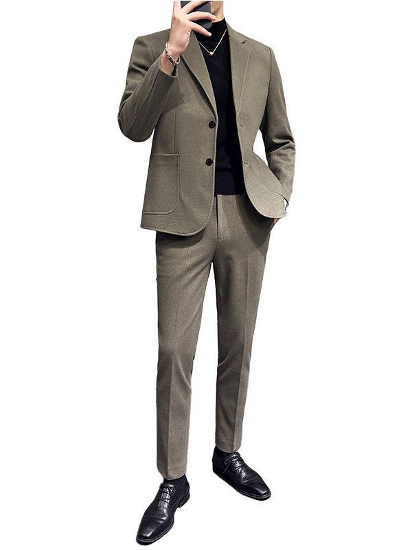 Pánská bunda z luxusní vlněné směsi: Podzimní/zimní ležérní sako v korejském stylu