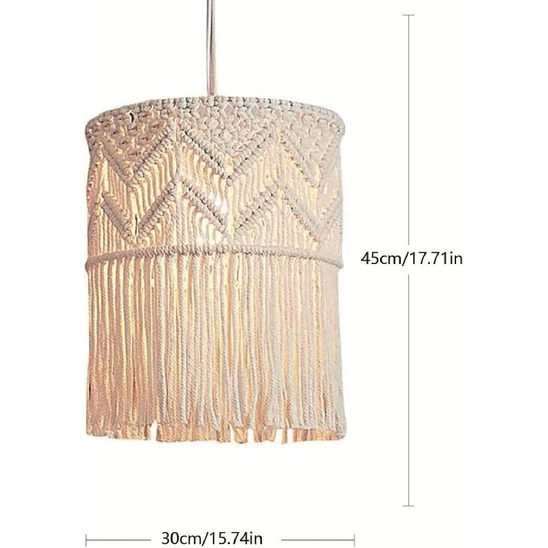 MYCENSE Macrame Lamp Shade Hanging Light Cover Boho,Fashion Pendant Tassel,Macrame Hanging Decor for Dorm Bathroom Bedroom Office, Height 45cm