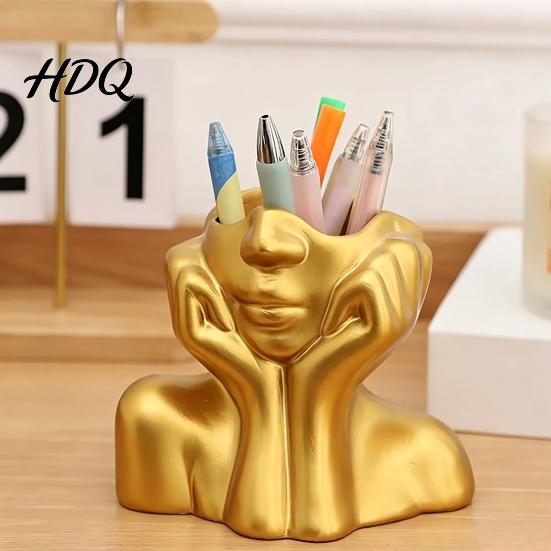 Desk Organizer for Pens Abstract Face Vase Artistic Female Pen Holder Makeup Brush Office Supplies Modern Decorative Vase Centerpiece Living