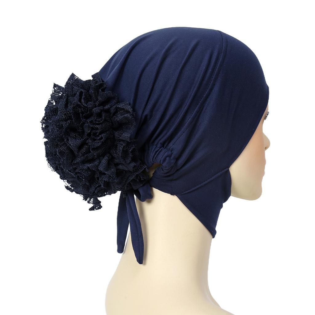 Muslim Inner Cap Hijab For Women Solid Underscarf With Lace Flower Hijab Undercap Scarf Turban Hat Islam Muslim Hijabs Headcover