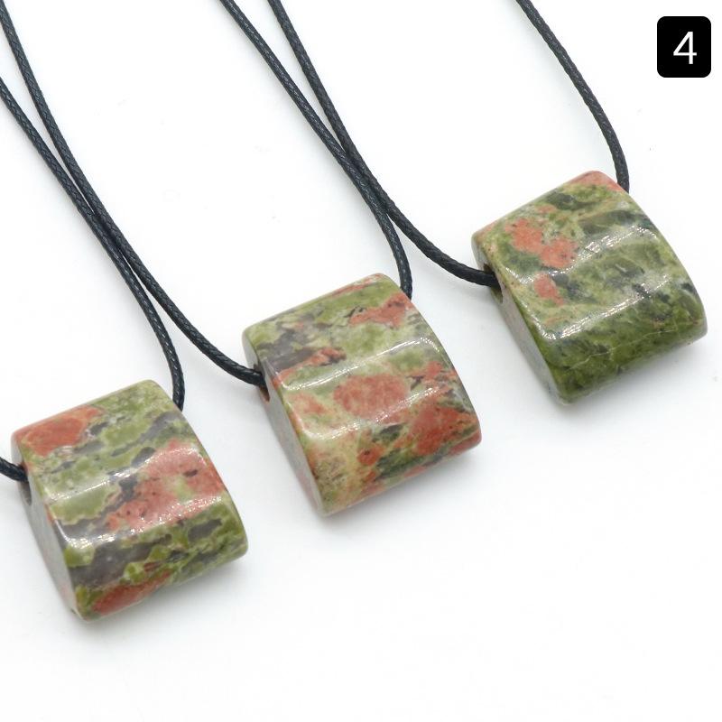 Unisex Natural Agate Crystal Stone Axe-Shaped Large Hole Pendant DIY Wear Thick Rope Exaggerated Ethnic Style Charm Necklace