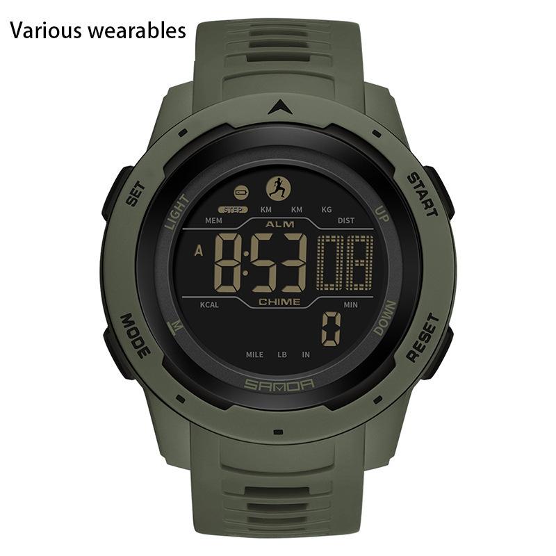 Calorie Pedometer Electronic Watch Waterproof Multifunctional Sports Shockproof Smart Alarm Clock Watch for Men and Women