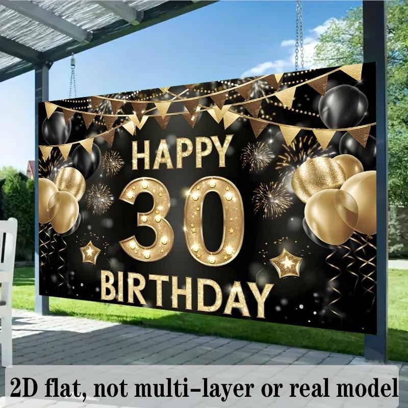 1 Piece, 2D Flat, 30th Birthday Backdrop, Polyester Banner Decoration, Home Decor, Room Decoration, Party Decoration, Wsj