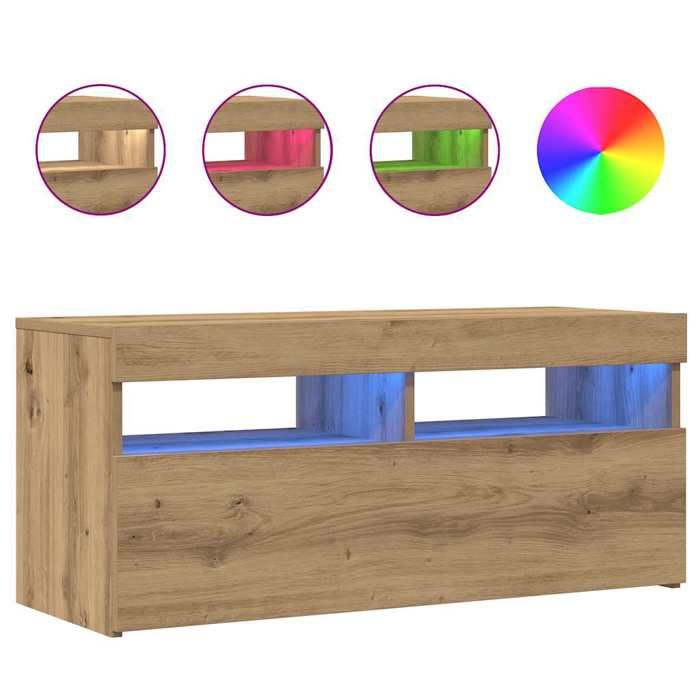 VidaXL TV Cabinet with LED Lights Artisan Oak Engineered Wood, TV Stand, Media Unit, TV Console, Furniture 856308