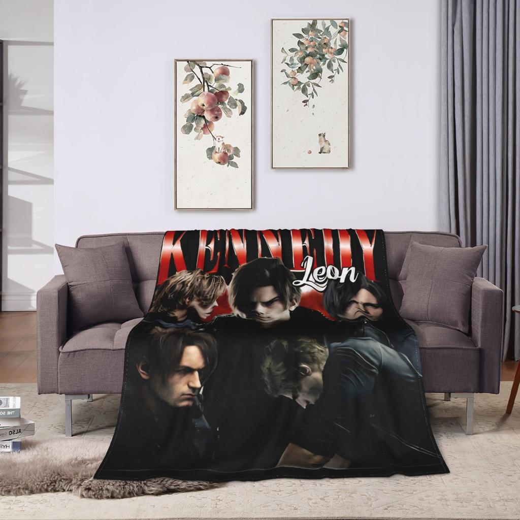 Leon Kennedy Requiem Resident Evil 9 Requiem Blanket Warm Plush Throw Blanket For Boy Girl Bedroom Flannel Bedspread Bed Cover