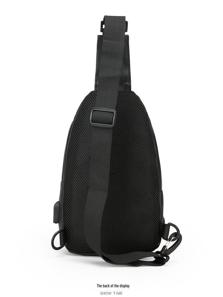 Men's Water-repellent Crossbody Chest Bag with USB Charging