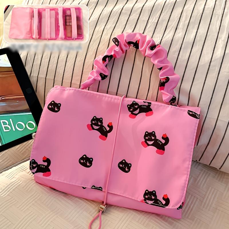 

Extra-large dog print cosmetic bag with multiple compartments for portable storage and a sturdy handle, perfect for daily travel розовый