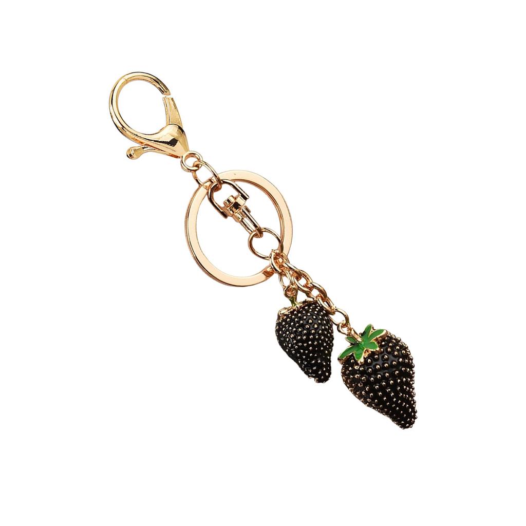 Fashionable Strawberry Pendant Keychain Charm Pendant Sturdy Metal Accessory for Purses and Bags Daily Decoration