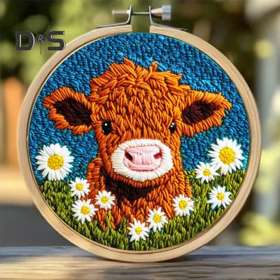 DIY Punch Embroidery Kit Highland Cow Punch Needle Kit Punch Needle Embroidery Starter Craft Set for Adults And Children Festival Gift
