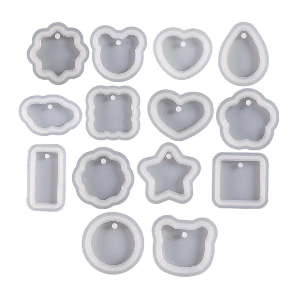 12 Pcs Nonstick Geometric Mold Handmade Pendants Silicone Mold DIY Crafts Tool for DIY Keychain Jewelry Plasters