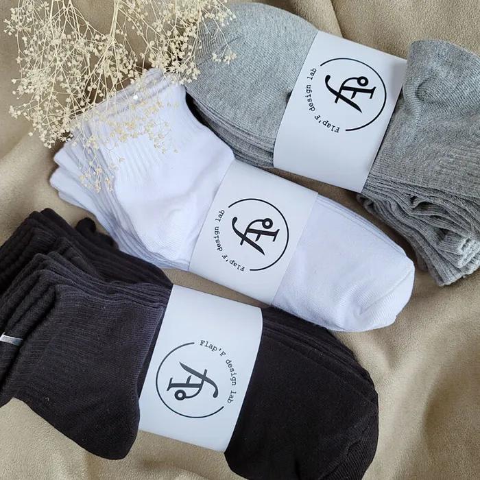 Flap F Women's Plain Mid-Length Sneaker Socks 10 Pairs 3 Colors