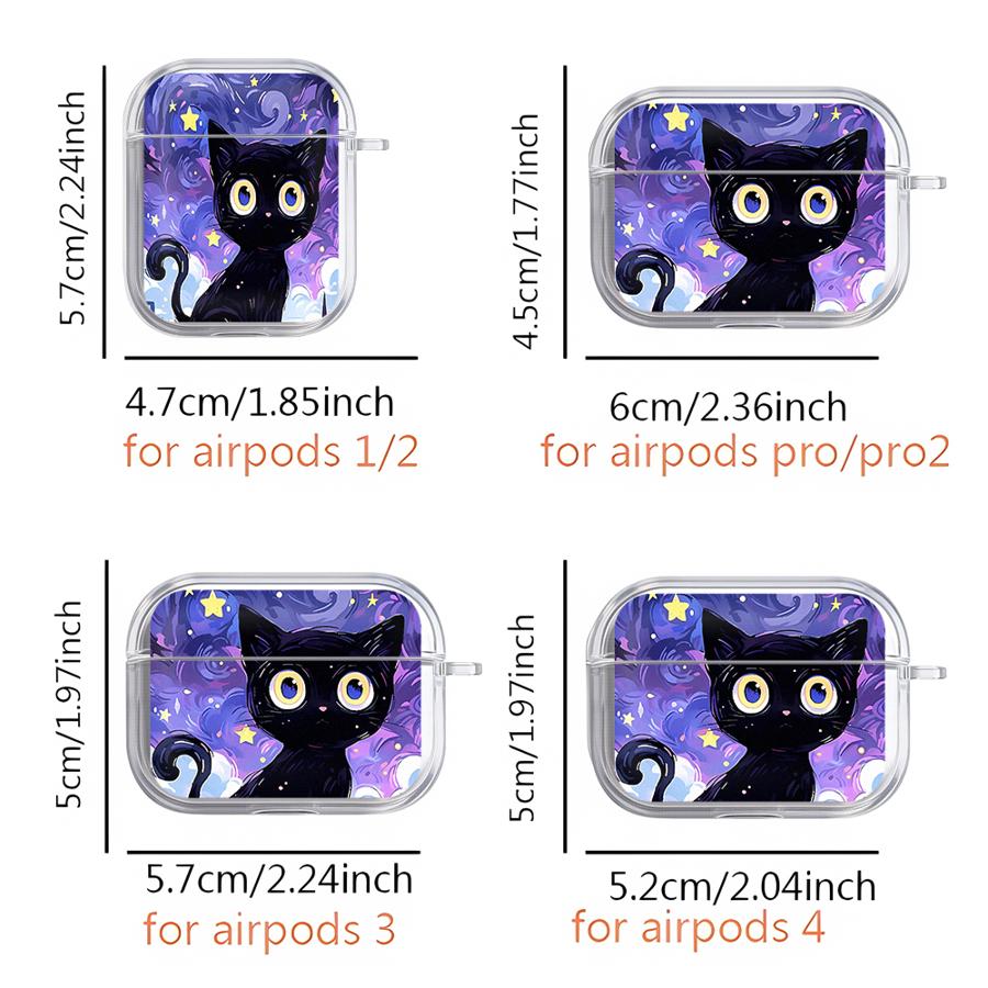 Case For Airpods 2 1 Pro Pro2 3 4 Pro3 Clear Earphone Cases Cover Van Gogh Art Cat
