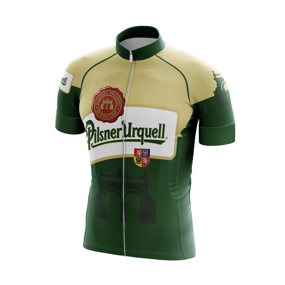 

2022 Summer Cycling Clothing Green Small Striped Bike Clothes for Czech Short Sleeve Quick-Drying Bike Jersey Man Cycling Suit S