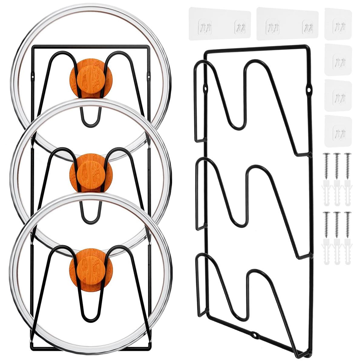 

2 шт. Полка для крышек кастрюль Металлическая Настенная Кухонный Органайзер Стойка для крышек сковородок Подставка Держатель Сушилка для посуды Кухонные аксессуары