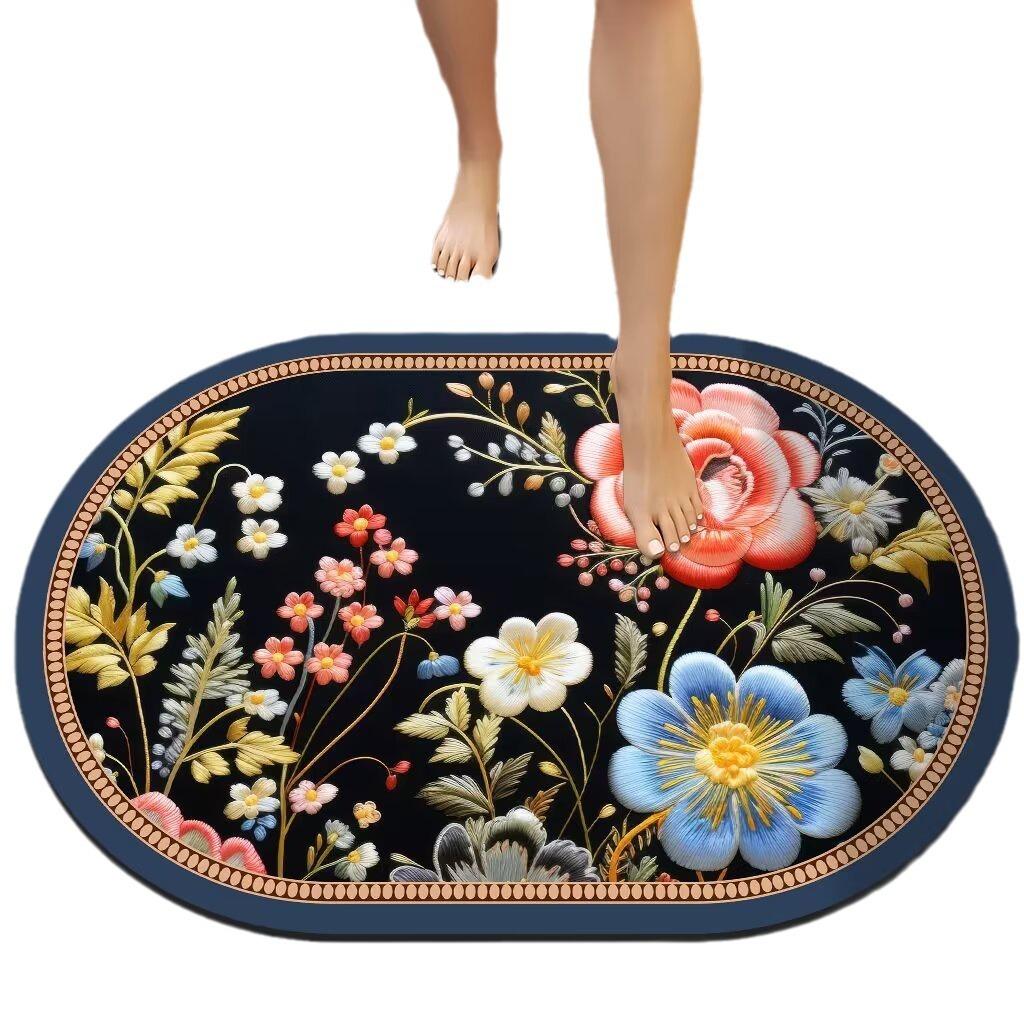 Výšivka v čínském stylu Větrná diatomová bahenní rohož Absorpční Špinavá koupelnová protiskluzová rohož Domácí koupelna Snadno se udržuje Rohožka na nohy