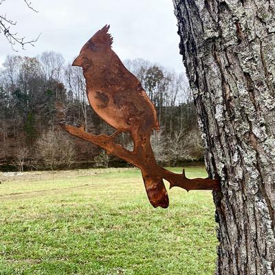Rusty Iron Bird Silhouette Garden Stake Vintage Art Sculpture for Outdoor Fence Decor Easy Install Yard Ornament