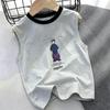 Boys' Trendy Contrast Color Sleeveless Cotton Top (Ages 6-15)