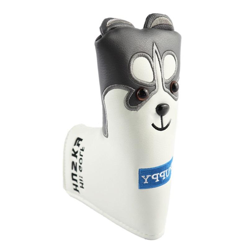 Golf Head Cover Waterproof Cute Dog Shaped Golf Head Protector PU Super Fleece Golf Putter Cover for Outdoor